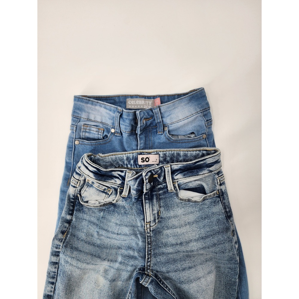 Girls Jeans Bundle SO Skinny Distressed & Celebrity Pink Wide Leg Heart Size 7 8